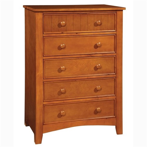 Pemberly Row Modern / Contemporary Solid Wood 5-Drawer Chest in Oak - Picture 3 of 6