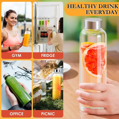 6 Stück Glas Saft Flaschen mit Deckel 18 Oz Klar, Wiederverwendbare Wasserflaschen mit St - Bild 8 von 9