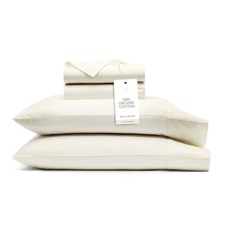 BOLL BRANCH Signature Hemmed Sheet Set - Queen, Cream - Luxury 100 Organic...