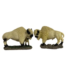 Set of Resin Bison figurines American Buffalo Wild Life Bull Cow and Calf 5.5"