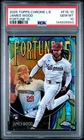 144939993 James Wood 2025 Topps Chrome LogoFractor #F15-10 Fortune 15 RC PSA 10
