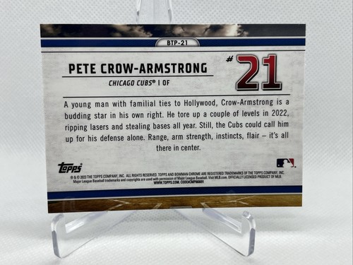 2023 Bowman Chrome Pete Crow-Armstrong RC Scouts Top 100 Prospect #BTP-21 Cubs - Picture 2 of 3