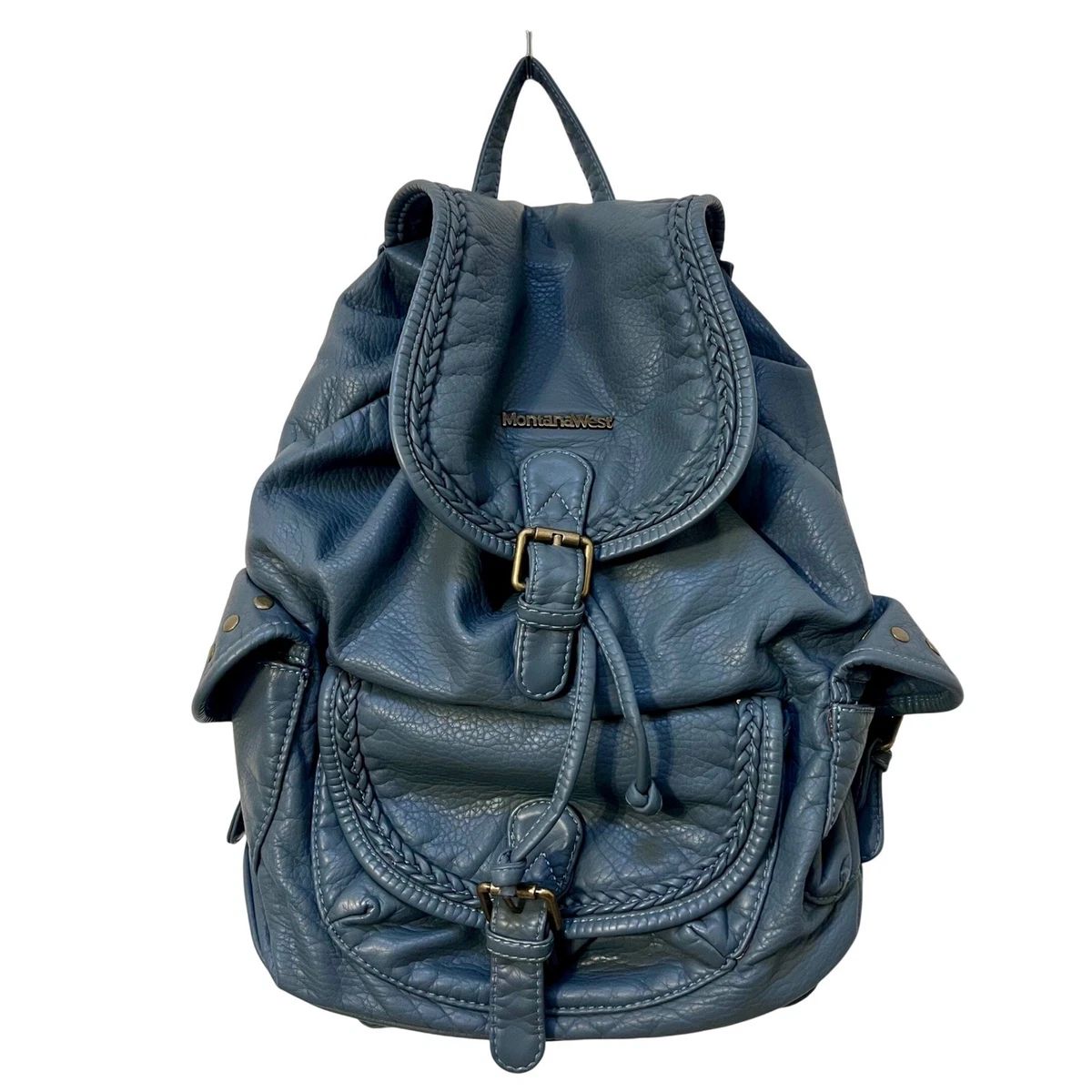 New with Tags Montana West Braided Faux Leather Backpack MW1256-9110 Montana West Floral Embroidered Collection  main image 2