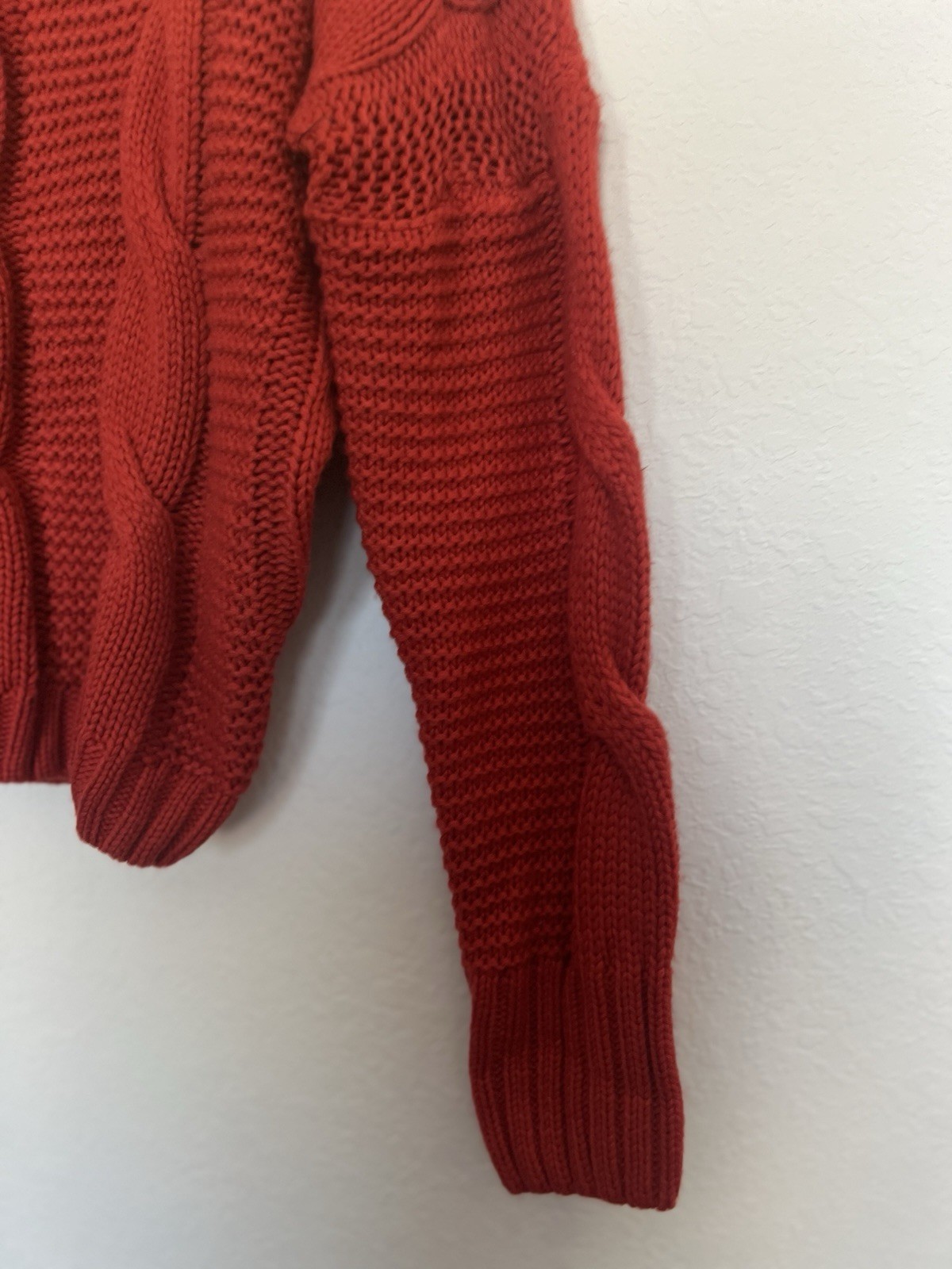 Lulus Rust Cable Knit Sweater Small Oversized Coz… - image 4