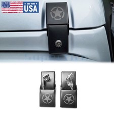 For 18-24 Jeep Wrangler Jl Jt Army Star Hood Locking Catch Latches Pins W Keys