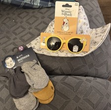 Disney Winnie The Pooh Bucket Hat Sunglasses Set 0-3 Years 4 pack mitten