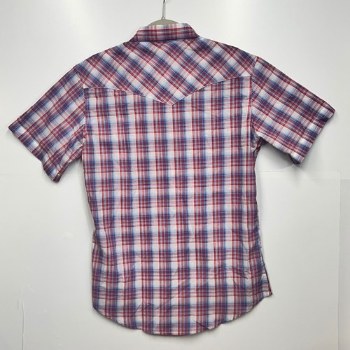 Wrangler Western Shirt Plaid Short Sleeve Snap Button Front Mens Size M - Picture 2 of 9
