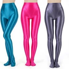 Opaque Elastic High Waist Tight Shiny Oil Glossy Pantyhose Yoga Dance Stockings