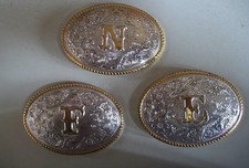 Men's Fashion Gold Silver Finish Initial E, F, H, N Hip Hop Buckle No Belt