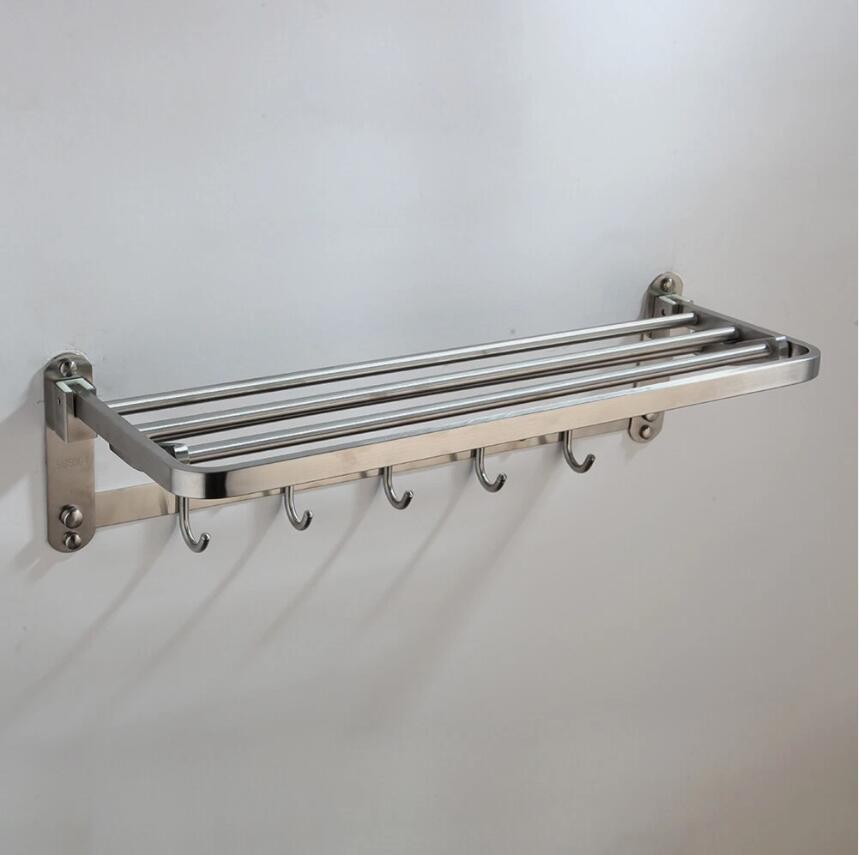 Bathroom Double Layer Towel Rail Holder Rack Shelf Storage H