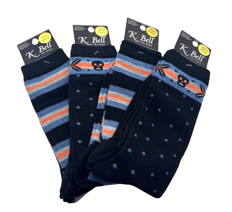 4双K. Bell男式羊毛混纺图案正装袜男式10-13 — 第 2/4 张图片