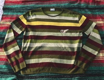 Unbranded Green Striped Long Sleeved Pullover Sweater Size Medium