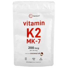 2 X Micro Ingredients, Vitamin K2, MK-7, 200 mcg, 300 Softgels