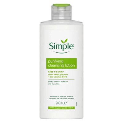 Simple Kind To Skin Purifying Cleansing Lotion 200ml - Gesichtsreiniger glatte Haut