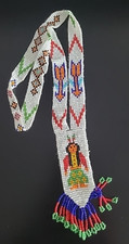 Vintage Native American Seed Beaded Necklace Southwest Fringe Tassel