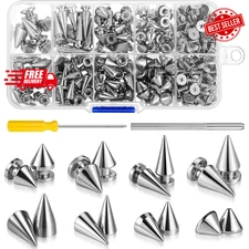 354 Pcs Metal Cone Spikes and Studs for DIY Punk Clothing and Accessories