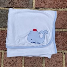 Carter's Just One You Whale Blue White Reversible Baby Receiving Blanket Cotton