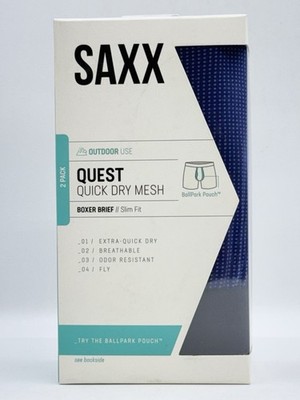 Saxx 2 Pack Quest Quick Dry Mesh Boxer Briefs Slim Fit - XL