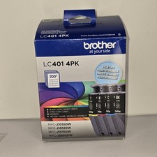New Genuine Brother LC401 Black Black Magenta Yellow 4PK Ink Cartridges Box see