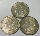 1887 1896 & 1900MORGAN SILVER DOLLAR trio all are pleasing lustrous coins
