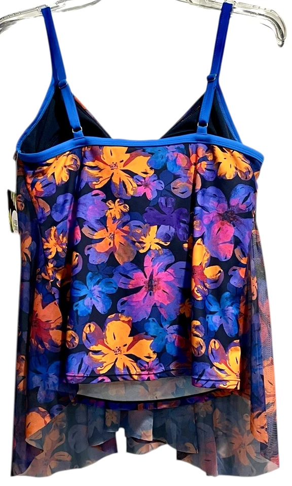 Regata nova com etiquetas Mazu Swim tamanho 14 drapeada de malha em flores iridescentes $70 nova - Imagem 3 de 4