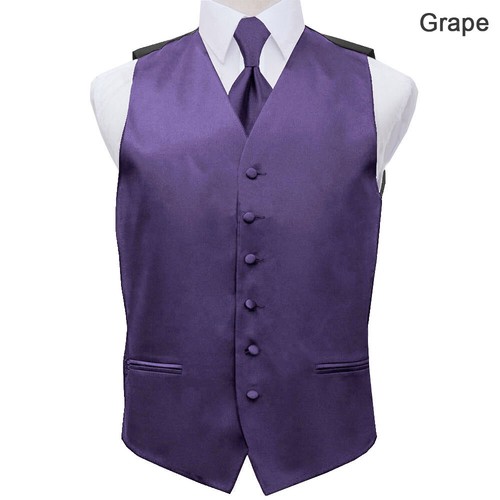Mens Satin Vests Wedding Groom Formal Waistcoat with Optional Necktie Tie Set - Picture 26 of 56