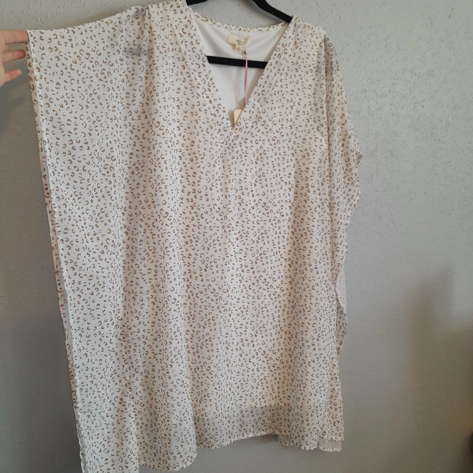 OFF WHITE Abito Entro Top Off bianco testurizzato leopardato stampa goffrata manica kimono taglia S