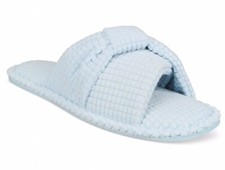 Charter Club Women's Textured Knot-Top Slippers Blue M 7-8
