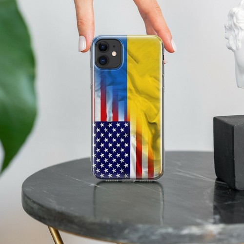 USA und Ukraine Flagge Unterstützung Stop War Hülle Cover für iPhone Samsung Galaxy Modell - Bild 2 von 9
