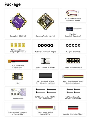 SpeedyBee F405 AIO 40A – Contrôleur De Vol 25,5x25,5mm Pour Drone FPV – Bluejay