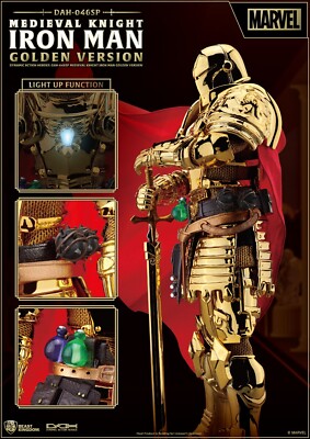 Marvel Dynamic 8ction Heroes Action Figure Medieval Knight Iron Man Gold Armour