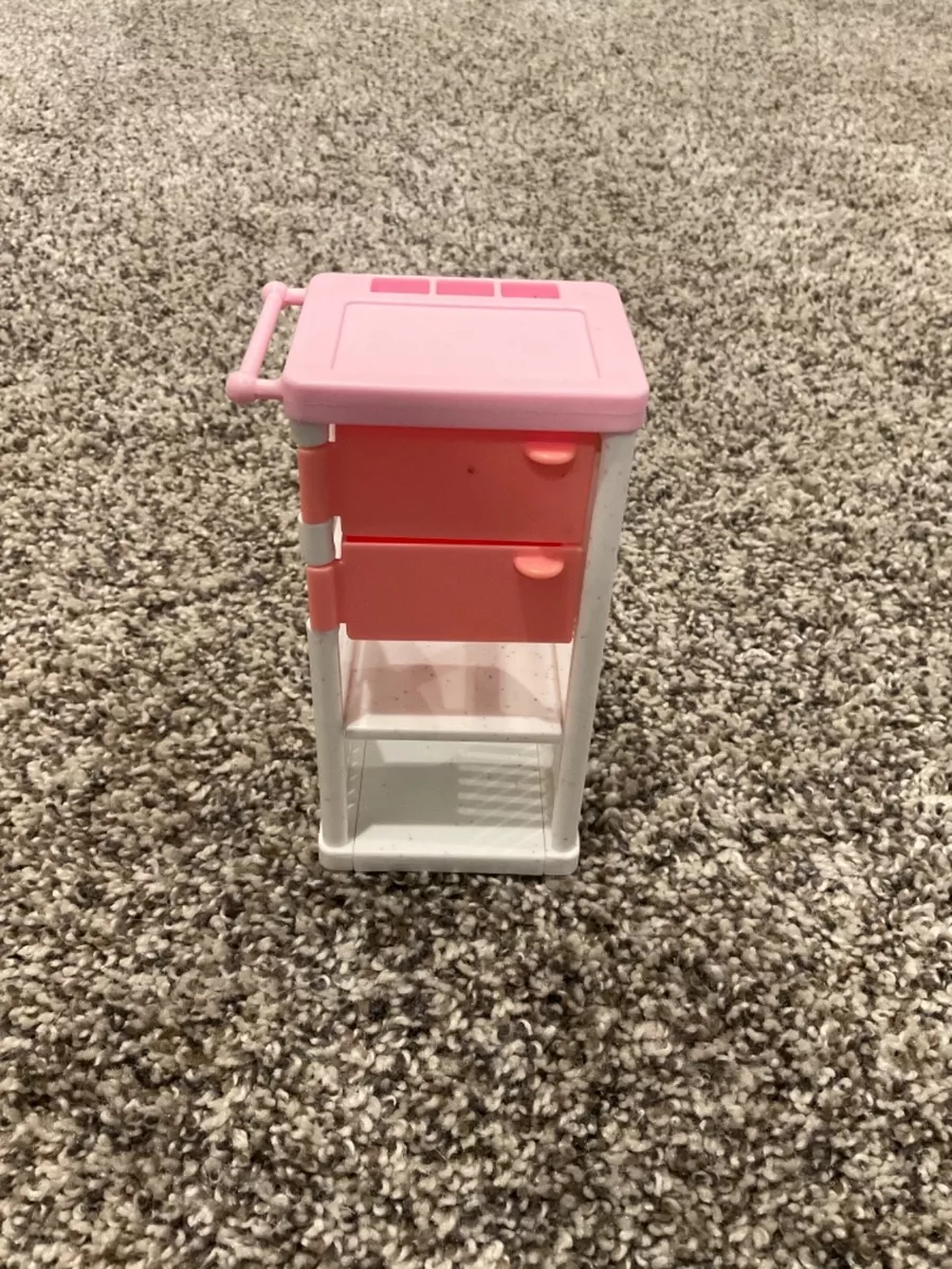 Vintage Mattel 1994 Barbie Vet Salon Rolling Cart Storage White pink