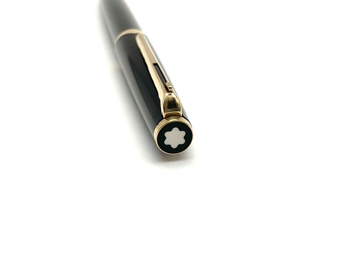MONTBLANC 181 BALLPOINT PEN IN BLACK WITH GOLD PLATED CLIP & TRIM