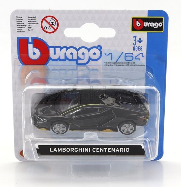 Burago 1/64 Lamborghini Centenario 2016 Grau Gelb Statisches Modell Diecast-image