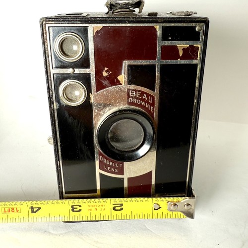 Kodak No-2 Beau Brown Brownie Camera Art Deco Doublet Lens Works READ - Picture 8 of 10
