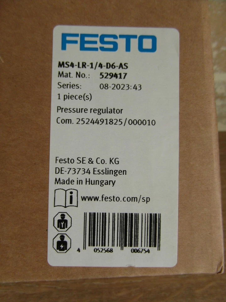 FESTO MS4-1/4-D6-AS PNEUMATIC PRESSURE REGULATOR 529417 - Image 2 of 4