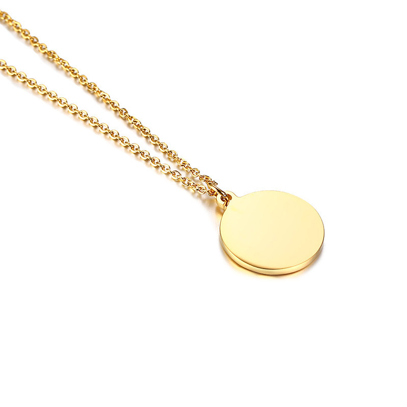 Elizabeth Figure Coin Pendant Women Necklace Chain Stainless Steel Gold