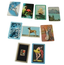 Lot of 9 Vintage Swap Playing Cards Animals People Canasta Tropical 54163