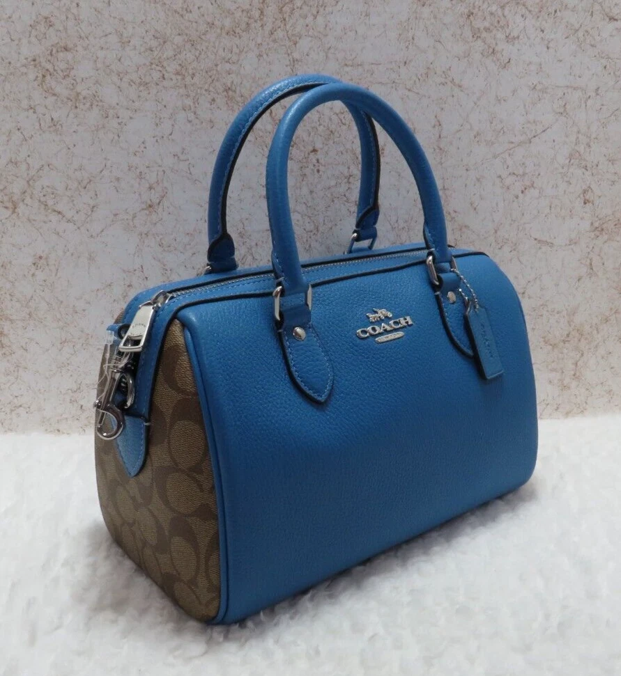 COACH Rowan Satchel In Signature Leather in Blue