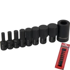 Neilsen 9pc Spline Hex Bit Socket Set 1/2" Drive Sockets 6mm - 19mm