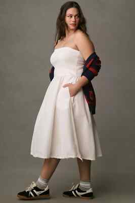 Daily Practice by Anthropologie Strapless Midi Dress size MP PM new white |  eBay