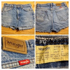 Vintage Wrangler Cut Off Shorts Size 33 Denim Jorts 90s High Rise USA Made VTG