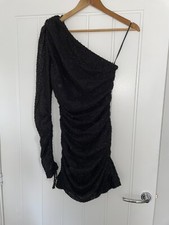 size 6 ladies dress Black Lexi One Shoulder Mini Textured Dress Designer Bodycon