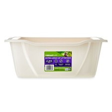 New White Vibrant Life Extra Large Reusable Open Cat Litter Box