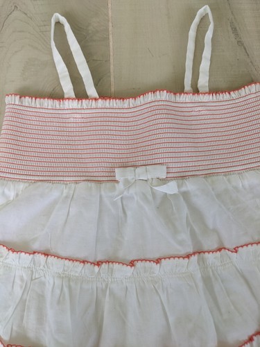Janie and Jack Girls White Cotton Smock Top size 5 Orange Contrasting Stitching - Picture 2 of 6