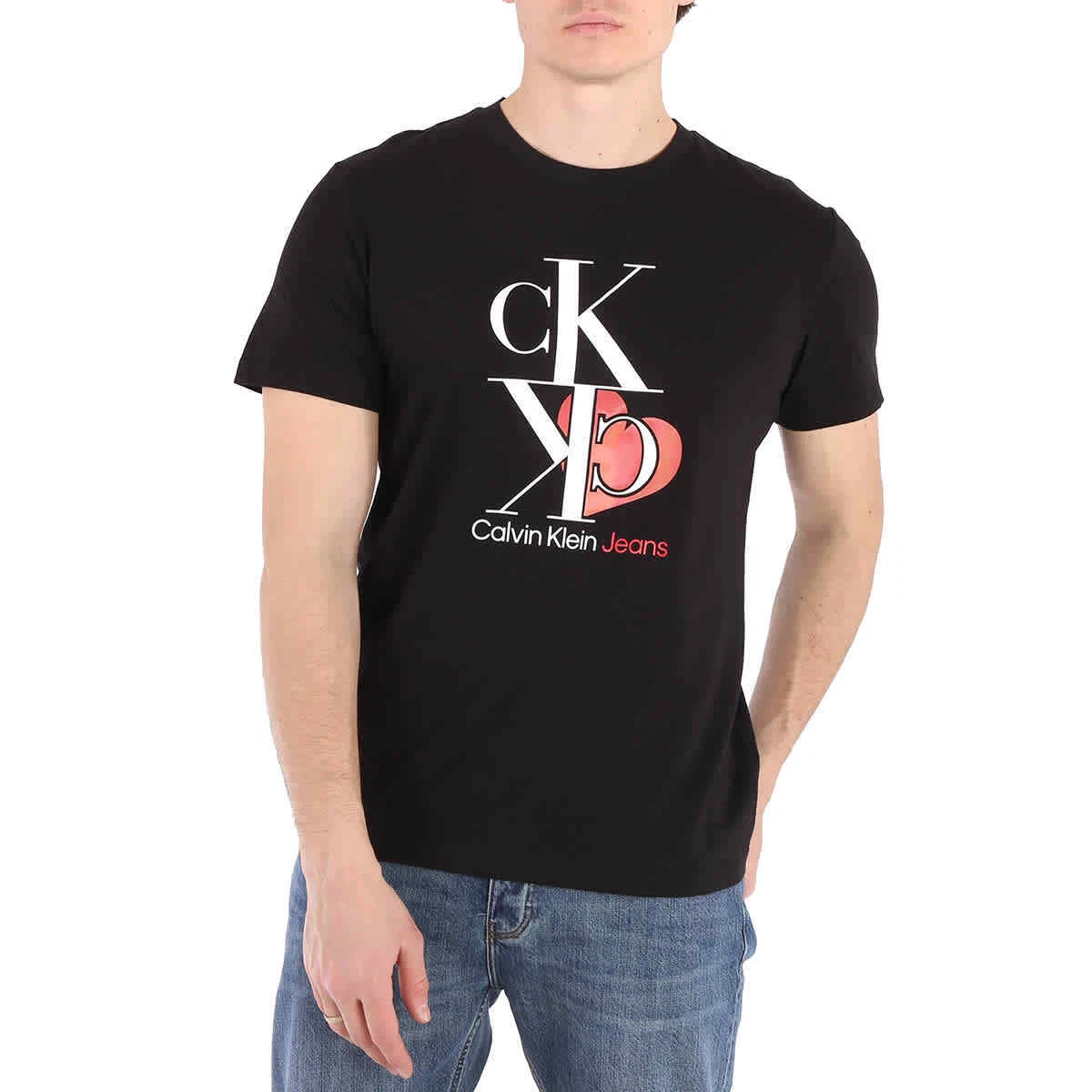 Calvin Klein Black Heart CK Logo Print Regular Fit T shirt eBay