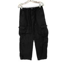 Aeropostale Wide Leg Cargo Pants Womens Size S Black Drawstring Waist Cotton