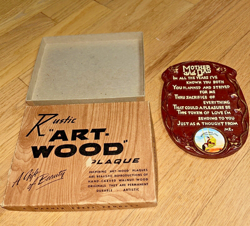 Vintage RUSTIC ART-WOOD Plaque - BERTHOUD PASS COLORADO with Original Box