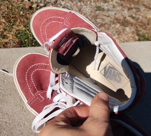 Size 6 - VANS Sk8- High Burgundy Leather Canvas - Picture 7 of 9