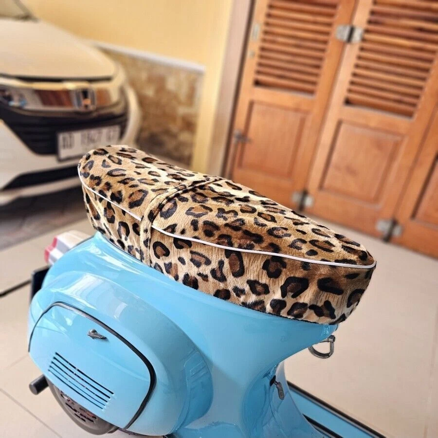 Cubierta de abrigo de asiento de marco pequeño especial con motivo de leopardo clásico Vespa PTS Jok LG110 Foto 2 de 4